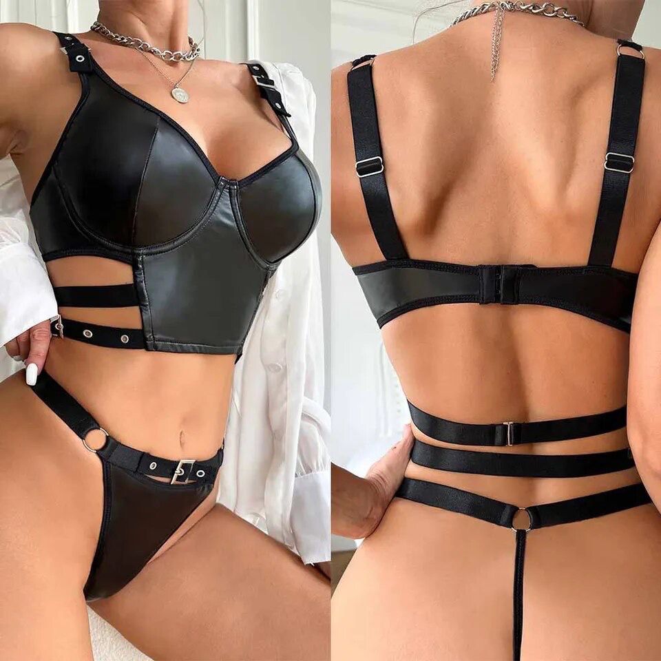 Conjunto Sexy Cuerina 9910