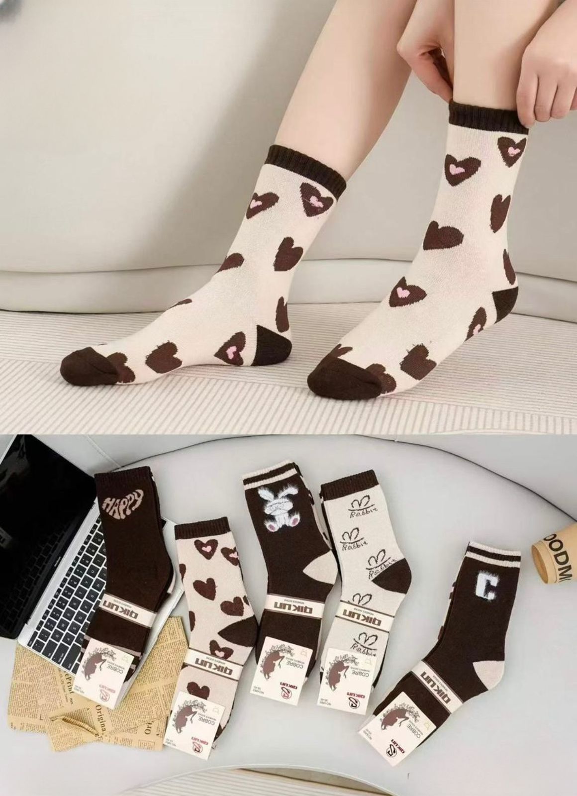 Calcetín Toalla Bunny🐰🤎M-9302