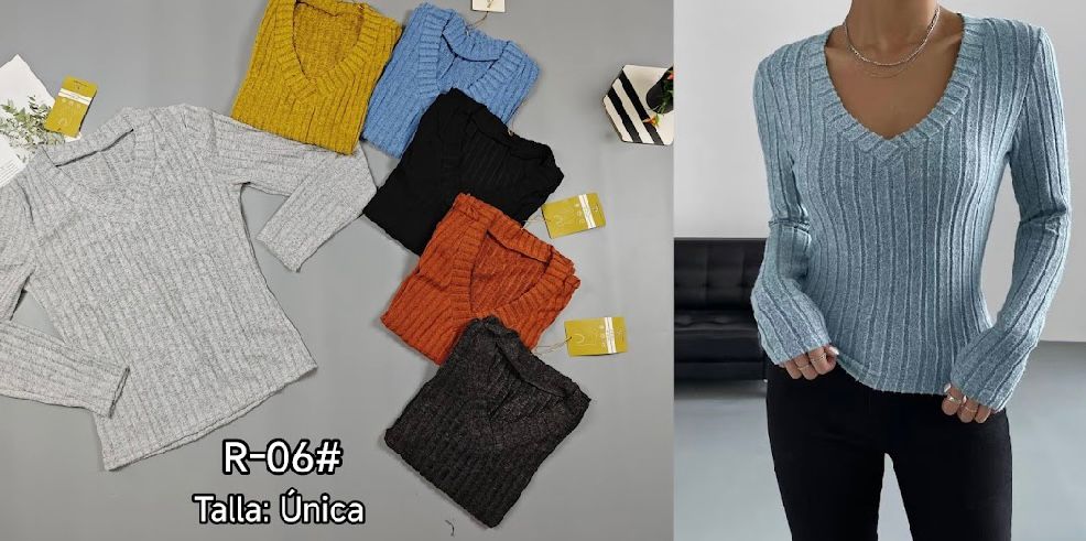 Polera Mujer Cuello V 🎀 R04
