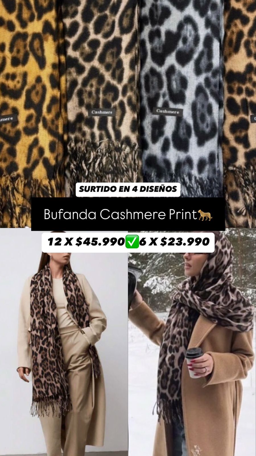 Bufandas Cashmere Print (Docena)