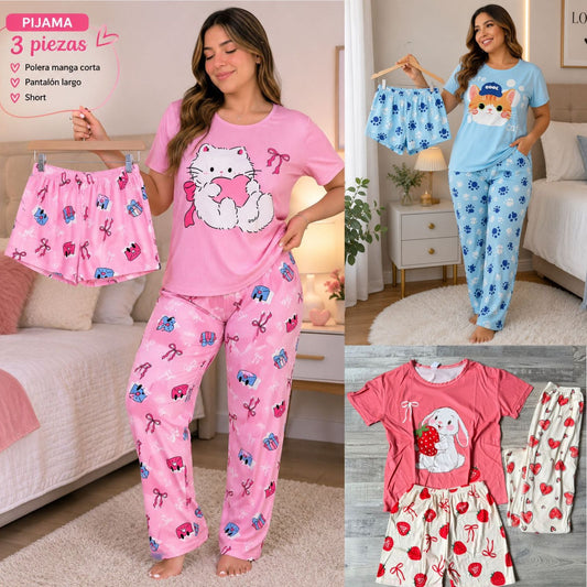 Pijama de Mujer 3 Piezas 💖 17369 (6 unidades)